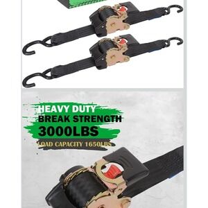 2 Piece 2' x 10' MOTO4U Retractable Ratcheting Tie-Down Strap AutoRetract 3000lb